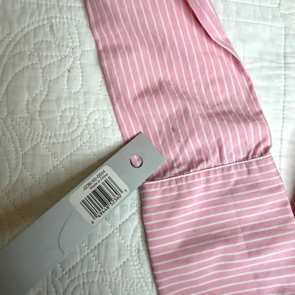 Abercrombie and Fitch AF Superfine Poplin Y2K Button Up Pink White Long Sleeve - Picture 9 of 9